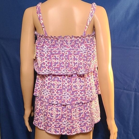 Joe Boxer 3 Tier Ruffle Purple Kaleidoscope Tub Top - Picture 9 of 10